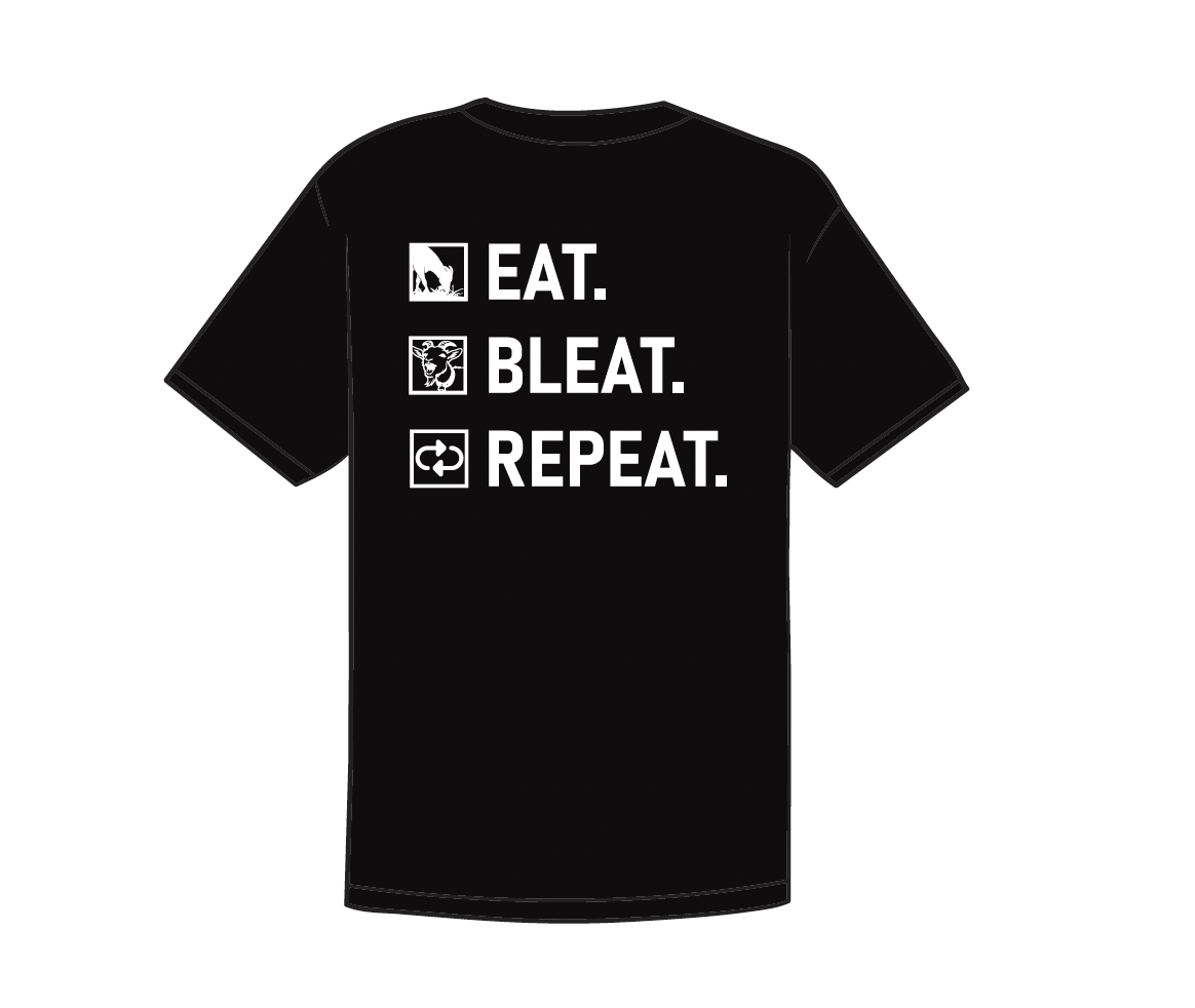 Eat. Bleat. Repeat. Stoked Goats T-shirt
